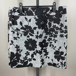 NEW Ann Taylor Skirt Womens 12 petite black gray floral straight classic - Picture 1 of 7