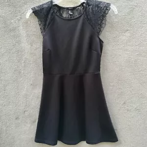Womens Size S Black Skater Dress Lace Back And Shoulder Stretch By Forever 21 - Picture 1 of 9