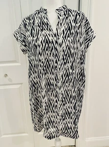 Loyal Hana Nursing Shirt Maternity Dress Cybelle Black White Chevron Pockets - S - Picture 1 of 12