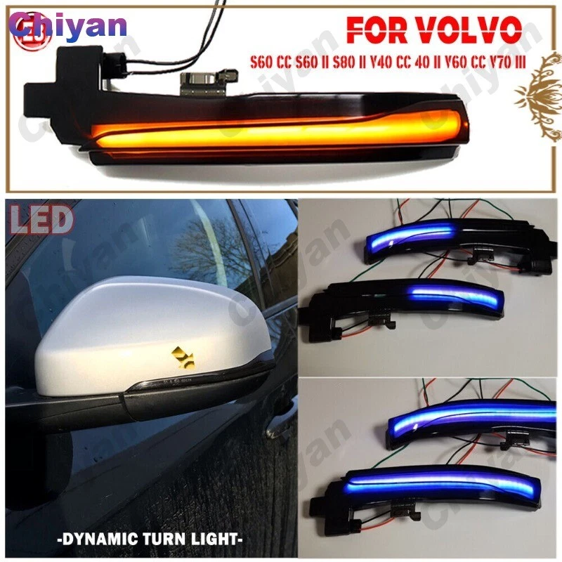 Luz de espejo LED de señal de giro dinámica ABS 2 piezas para Volvo V40 V60 S60 S80 V70 III Foto 1 de 4