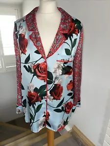 Alice & Olivia Ladies Colourful Satin Floral Long Sleeves Shirt Size M - Picture 1 of 11