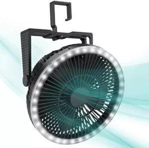 10000mAh 8-Inch Rechargeable Battery Powered Portable Camping Fan with LED La... - Picture 1 of 7