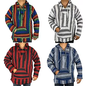 Mittlerer Hoodie Baja Hippie Surfer mexikanischer Poncho Pullover Drogenteppich verschiedene Farben - Bild 1 von 15