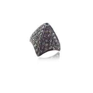 925 Sterling Silver Pave Real Diamond Handmade Spacer Finding Bead Cap Jewelry