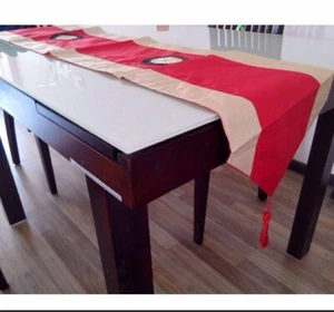 Red 13"x58" Home Decor Oriental Pattern Style Satin Table Runner - Picture 1 of 6