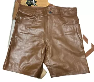 HERREN KUHLEDER SHORTS BRAUN FREIZEIT 5 TASCHEN SHORTS REISSVERSCHLUSS FLIEGEN - Bild 1 von 2