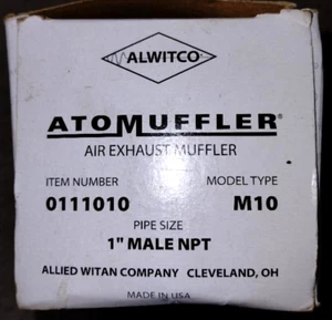 NIB Alwitco Atomuffler Air Exhaust Muffler #0111010 M10 1" Male NPT Size 10 New - Picture 1 of 4