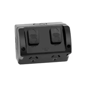 Deta Black IP54 Weatherproof Outdoor Double Power Point - Picture 1 of 1