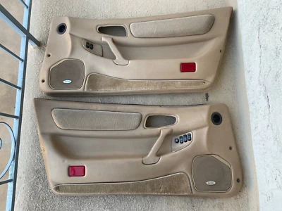 91-99 Mitsubishi 3000GT Dodge Stealth Door Panels Pair LH RH Tan Cloth OEM - Image 1 of 4