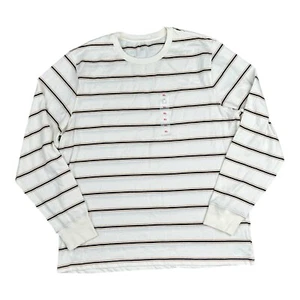 Top Henley a Rayas Suave Lavado Azul Marino Antiguo XL Manga Larga Informal Cómodo Cuello Redondo - Imagen 1 de 11