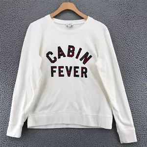 Felpa J Crew donna piccola avorio cabina febbre scritta pullover a quadri casual - Foto 1 di 11