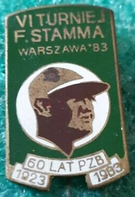 POLISH BOXING TOURNAMENT NAME F. STAMM WARSAW 1983 OLD PIN BADGE - Image 1 of 2