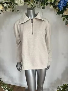 Maglione maglione donna JOULES Lizzie taglia 16 e 20 panna marna imbuto collo zip NUOVO - Foto 1 di 22