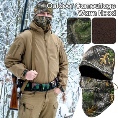 Outdoor Hunting Camouflage Autumn Winter Warm Hood Hats Riding Hiking Windproof - Image 1 of 4