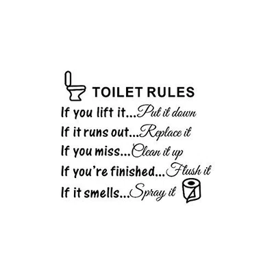  DIY Removable Toilet Rules Wall Quotes Stickers Washroom Bathroom Decals WC  - Image 1 of 4