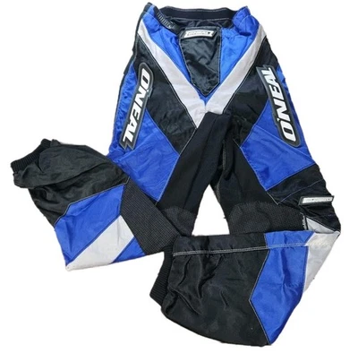 Calça de motocross O'neal Racing Elements azul e preta tamanho 28"  - Imagem 1 de 4