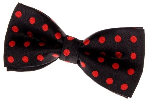 Pajarita clásica de microfibra tejida a lunares preatada (4,5") negra con puntos rojos Foto 1 de 1