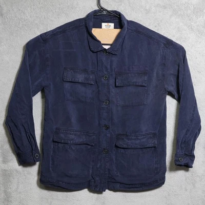 Marine Layer Shirt Jacket Men Medium Navy Linen Blend Chore Utility Shacket Coat - Image 1 of 4