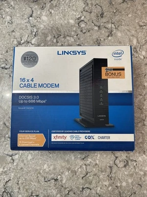 LINKSYS 16 x 4 Cable Modem | 16 x 4 Bonded Channels | DOCSIS 3.0 | CM3016 - Image 1 of 4