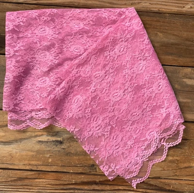 Lace Fabric Pink Sheer Scalloped Edge 1+ Yard x 44.5" Wide - Image 1 of 4