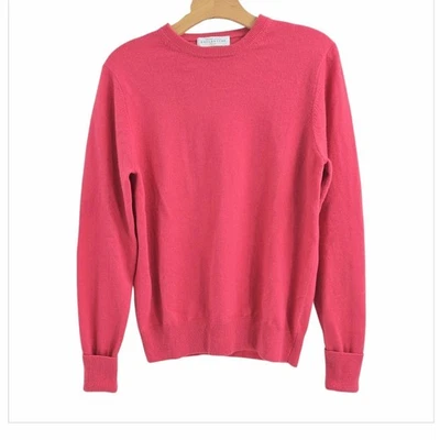 Ballantyne Sweater Women's 48 Hot Coral Wool Cashmere Crew Neck Scotland - Image 1 of 4