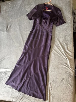 JS Collections Brocade Jacket, Top & Satin Skirt Gown Sz 8 purple with gold - Image 1 of 4