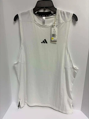 Camiseta sin mangas para hombre Adidas diseñada para entrenamiento blanca entrenamiento IS3795 talla grande NUEVA Foto 1 de 4