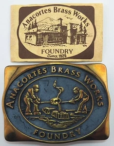 Hebilla de cinturón de latón occidental de fundición Anacortes Brass Works 1982 de colección - Imagen 1 de 6