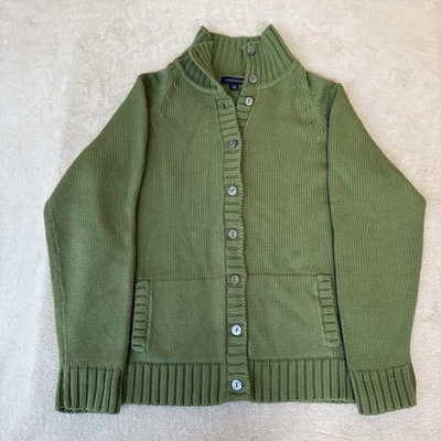 Lands End 100% Cotton Button Down Chunky Knit Cardigan - Women’s Size XL - Green - Image 1 of 4