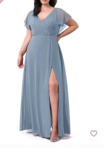 Vestido de Gasa Azazie Rylee Gris Acero Talla A28 Nuevo con Etiquetas - Imagen 1 de 12