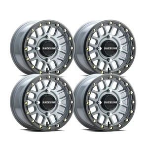 15x6 POLARIS RZR BEADLOCK WHEEL SET RACELINE A93 PODIUM STEALTH GREY 40MM OFFSET - Picture 1 of 2