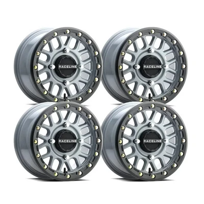 15x6 POLARIS RZR BEADLOCK WHEEL SET RACELINE A93 PODIUM STEALTH GREY 40MM OFFSET - Image 1 of 2