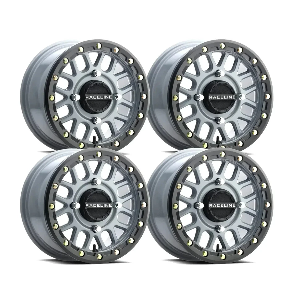 15x6 POLARIS RZR BEADLOCK WHEEL SET RACELINE A93 PODIUM STEALTH GREY 40MM OFFSET - Image 1 of 2
