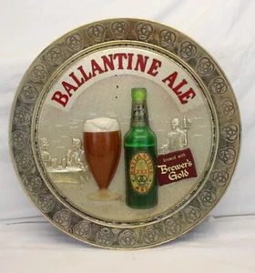 š„vintage BALLANTINE ALE Lighted Embossed Sign 19" Round WORKING advertisingš„ - Picture 1 of 12