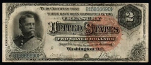 SELTEN 1886 2 $ LARGE Size General Winfield Scott Hancock Silber Zertifikat! Sehr guter Zustand+ - Bild 1 von 2
