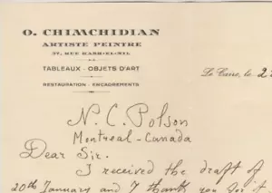 ARMENIA-EGITTO V. Rara firma del famoso artista armeno O. CHIMCHIDIA 1931 - Foto 1 di 4