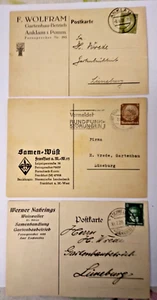 3 Postkarten 1929 - 1940 gelaufen, Geschäftspost mit Werbung: Gartenbaubetriebe - Bild 1 von 2