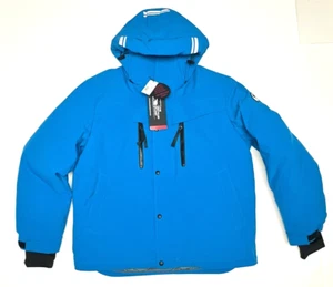 The Recycled Planet Company Norwalk Down Hooded Ski Jacket Men XL Mykonos Blue - Picture 1 of 11