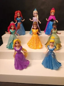 DISNEY Princess Magic Clip 8 Different Dolls w/Belle, Merida, Anna 3.75” 2014 - Picture 1 of 5