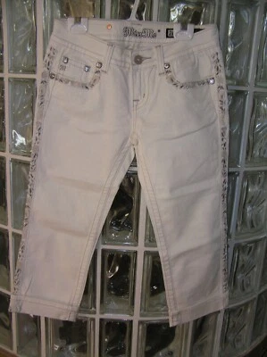 BRAND NEW MISS ME WHITE STRETCH CROPS CAPRIS JP5738P3 SIZE 26 X 20-22  **OFFERS* - Image 1 of 4