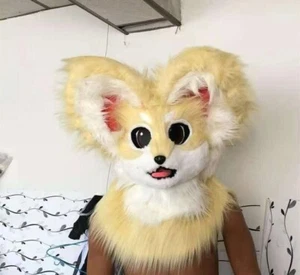 Yellow Long Hair Husky Dog Fox Mascot Costume Halloween Cartoon Suit Christmas - Picture 1 of 3
