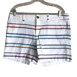 Tommy Hilfiger Women's Chino Shorts Size 12 Striped Rainbow Stretch Classic