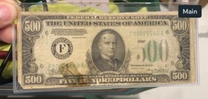 1934-F $500 Federal Reserve Bank Note Fr. 2201F Low Grade Many Problems - Picture 1 of 2