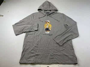 Polo Ralph Lauren Mens Lightweight Nautical Bear Hoodie Jersey Shirt Gray XL - Picture 1 of 7