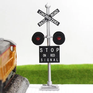 JTD876R 6pcs HO Scale Railroad Crossing Signals Stop on Red 4 heads LEDs 12v - Picture 1 of 6