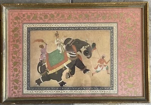 Antique Collotype Print Prince Riding Elephant By Khem Karan  India Mughal Style - Picture 1 of 14