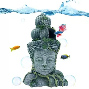 Aquarium Buddha Head Statue Decor Betta Resin Hideout Cave Fish Tank Accessories - Picture 1 of 6