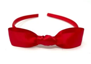 Red Snow White Style Headband Red Satin Bow Alice Band - Picture 1 of 2