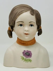 Laszlo Ispanky Figurine Bisque Porcelain Young Girl Bust Stamped Marked Signed - Picture 1 of 12