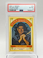 1989 J.J. NISSEN SUPER STARS MLB BASEBALL CARD #20 TED WILLIAMS BOSTON RED SOX